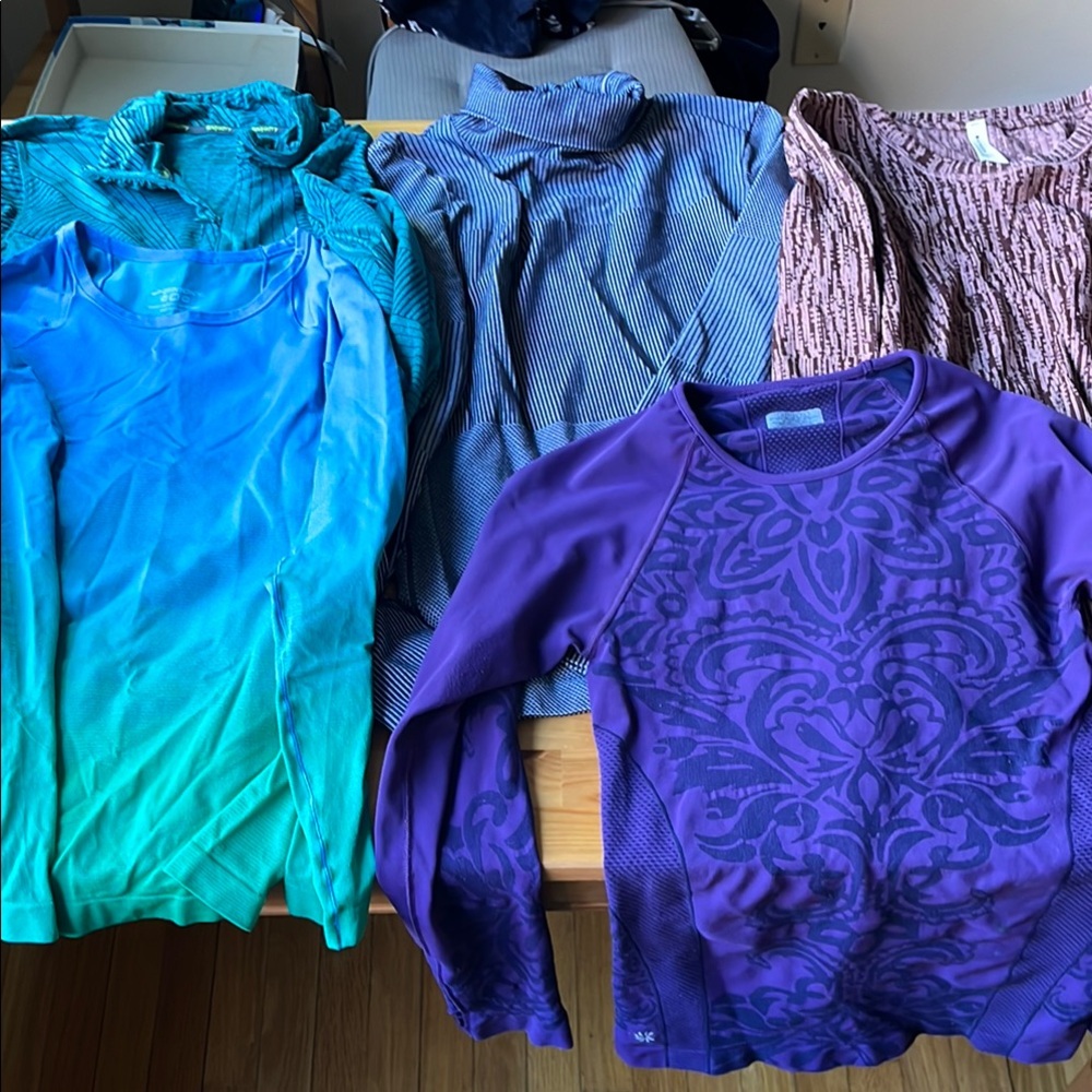 Active long sleeve tops, athleta and brooks, size medium